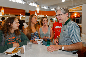 President Frenk welcoming back students after Hurricane Irma.